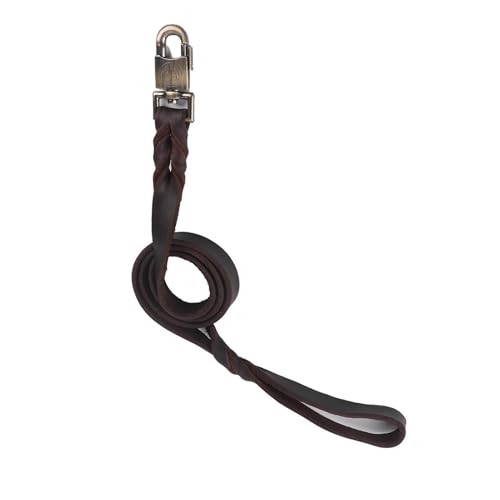 Strapazierfähiges Hundehalsband und Leine, aus echtem Leder, hochwertiges weiches Leder, mit gewebter Kette, starkes und stilvolles Haustierzubehör für tägliche Spaziergänge und Training, Br-6
