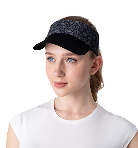 Saniripple Foldable Sun Visor Hats With Upf 50+ Lightweight Sports Sun Cap For Cycling, Running, Hiking Black And White Curve #TOP1