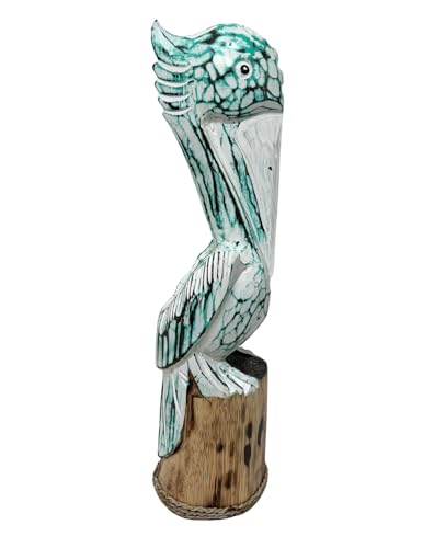 Estatua de Pelícano Tall de Madera Tallada a Mano miniatura 2