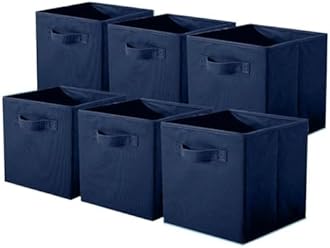 ShellKingdom Storage Bins, Foldable Fabric Storage Cubes and Cloth Organizer Drawer for Closet and Toys, 6 Pack (Dark Blue)
