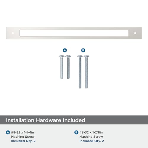 Image of Amerock Medora 12-5 /8 inch Polished Nickel Backplate | Decorative zinc cabinet hardware backplate designed to complement knobs and pulls while protecting cabinet surfaces
