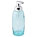 MetroDecor mDesign Glass Foaming Soap Dispenser Pump 2pc Bathroom Accessory Set - Aqua/Chrome, Clear/Chrome