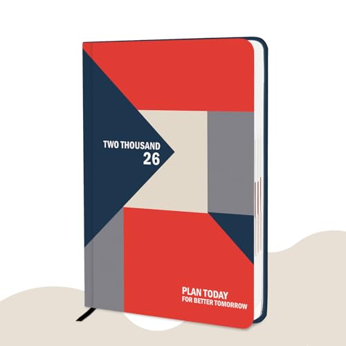 Image of ALDIVO Paper Cover Hard Bound New Year Diary 2026 | A5 Size 365 Days 2026 Daily Planner Diary with Dates, Calendar, Month Cut Index and Bookmark For Office, Personal and Corporate Use (AD612)