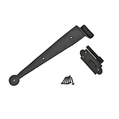 Renovators Supply Manufacturing Black Offset Strap Lift Off Pintle Hinge 11.8" X 2 1/4" Wrought Iron Pin Hinges For Shutters, Exterior Window Doors Or Gates Offsets With Hardware Pack Of 4 #TOP4