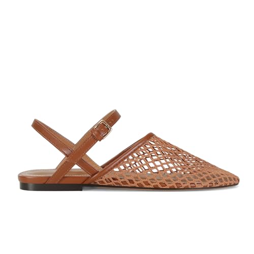 Mesh Ballet Flats for Women Square Toe Mary Jane Flats Ballerina Shoes Dressy Comfortable Casual Fishnet Shoes with Buckle Strap - Main Image