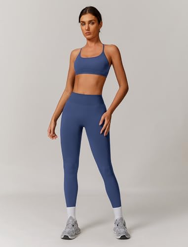 ABOCIW Womens Seamless Workout Sets Backless Sports Bra Scrunch Butt Lifting High Waist Leggings Matching Gym Set4