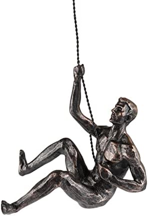 Olpchee Nordic Modern Simplicity Resin Sculpture Creative Climbing Man Wall Sculptures Hand-finished for Art Home Decor Black (Black Posture C)