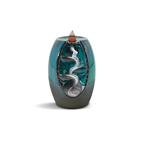 Innozen Backflow Cascading Ceramic Incense Burner, Aromatherapy Waterfall Smoke Effect, Ideal for Home or Office, 20 Incense Cones Included (Turquoise)