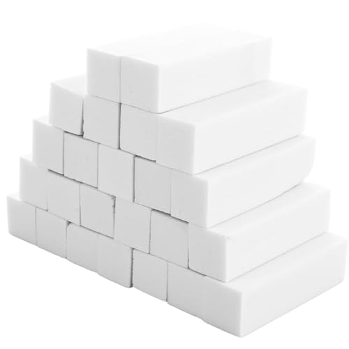 ASelected 24PCS White Nail Buffer Block White Buffer Sanding Block Professional Salon Nail Buffer Block 20Grit Nail Buffer for Home and Salon Use Nail Art Tips Tool Finger Manicure Pedicure Tools