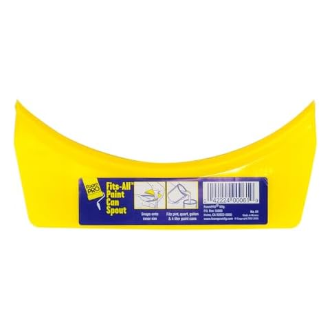 FoamPRO 61-5 Paint Can Spout, 5 Pack | One Size Fits All Pint, Quart & Gallon Painting Cans | All In One Pouring Accessory, Paint Brush Holder & Wiper | Paint Bucket Attachment With Yellow Mixing Tips Cover