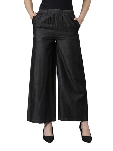 Image of GO COLORS Soft Viscose & Linen Blend Linen Palazzo Full Length for Women| Breathable, Mid Rise
