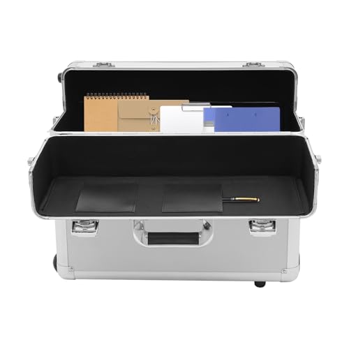 Densony Valigetta da pilota, arrotolabile, 39 x 24 x 48 cm, con asta telescopica e scomparto rimovibile per laptop, in alluminio, per viaggi d'affari e ufficio