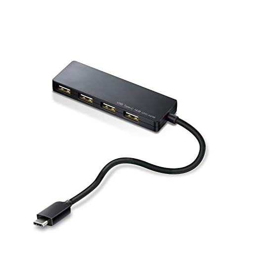 エレコム usbハブ USB2.0 Type-C Aメス4ポート バスパワー 15cmケーブル MacBook/iPad/Surface GO Pro 7 / Chromebook等 対応ブラック U2HC-A429BXBK