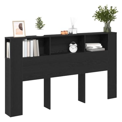 vidaXL Cabinet de Tête de Lit Chêne Noir 180 x 18.5 x 102.5 cm, Tête de lit Moderne, Design en Bois Solide, Rangement rectangulaire, Meuble Minimaliste...
