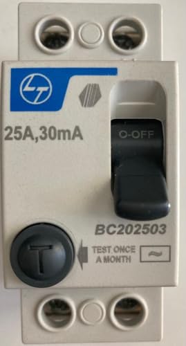 Lauritz Knudsen (Formerly L&T Switchgear Business) India Earth Leakage Circuit Breakers, 25A 30mA, 2 Pole, Standard | (Pack of 1, White)
