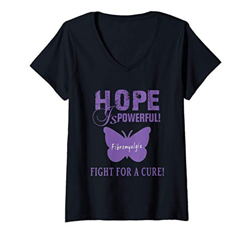 Donna Hope is powerful - Fibromyalgia - Fight for a cure Maglietta con Collo a V