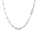Austin Down to Earth Paperclip Chain Necklace, Sterling Silver .925 Paper Clip Necklaces for Women, Large Link Chain Chunky, Heavy Trendy Big Chain (Silver, 16+2)