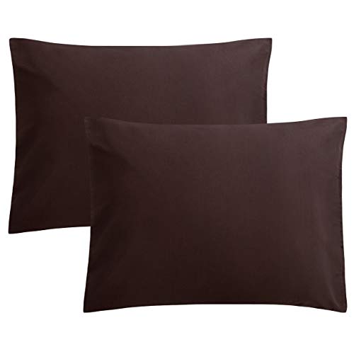 FLXXIE Microfiber Pillow Cases Standard Size, Soft Pillowcases with Envelope Closure, Wrinkle, Stain Resistant Pillow Covers, 20x26, Dark Brown