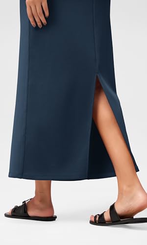 Image of ODODOS Modal Soft Maxi Skirt for Women, Back Slit High Waist Casual Long Pencil Skirts