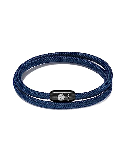 BTEYIVTA Handmade Nautical Rope Bracelet for Men and Women with Stainless Steel Detailing (blue Small(Wrist size:6.4-6.7inch))