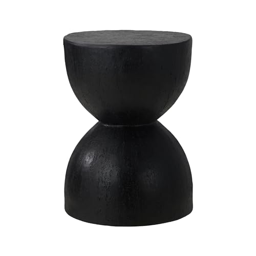 OIKITURE Geometric Side Table, Concrete Lightweight End Table Fully Assembled for Indoor Outdoor Use, Hemispherical, Black