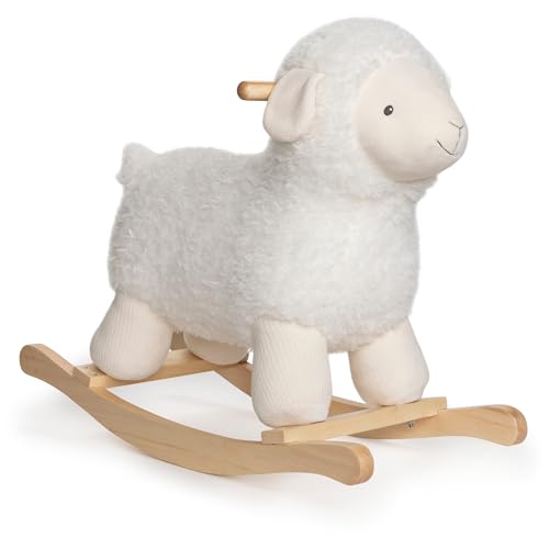 Image of Baby GUND Lamb Rocker with Wooden Base Plush Stuffed Animal Nursery, Cream, 21.5"