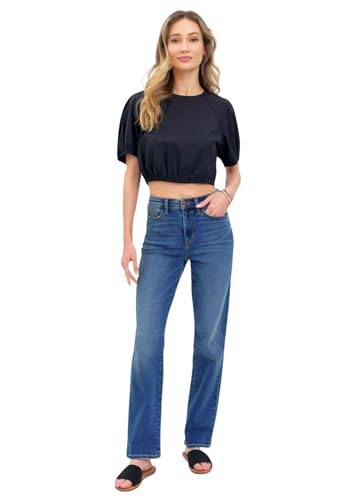 Judy Blue High-Waist Straight Leg Jeans – Medium Wash for Everyday Comfort 8601-