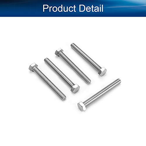 Image of Bettomshin 5Pcs M8 x 70mm Hex Bolts, 304 Stainless Steel 1.25mm Thread Pitch Fully Threaded Metric Hex Head Screw Bolts, Hexagon Screw Bolt, Hex Tap Bolts, Silver (Overall Size 75.45x13x13mm)