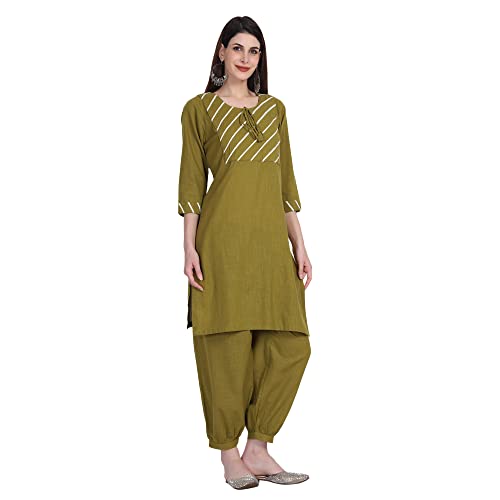Image of Women Kurti Set With Salwar | Cotton Short Kurta