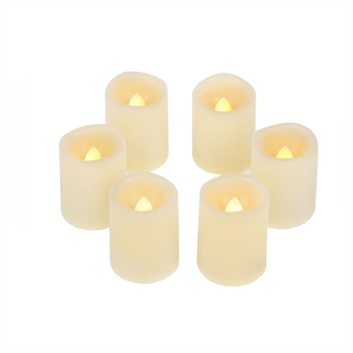 Image of CANDLE CHOICE Battery Operated Flameless Votive Candles with Timer Long Lasting Realistic Flickering Electric Tea Lights Set Halloween Christmas Wedding Decorations Centerpieces Batteries Incl. 6 PCS