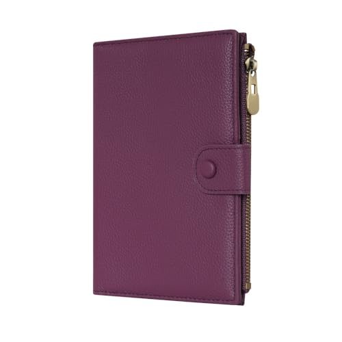 WASON Leather Passport Cover Travel Wallet RFID Blocking – Passport Holder Slot with Zipper Pocket for lD, Boarding Pass,Ticket, Cash, SD Card, Travel Essentials for Men and Women (Purple)