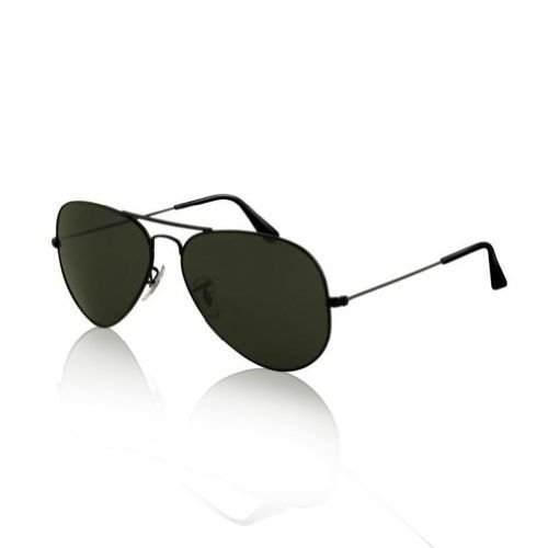 BoGoo Lunettes de soleil style pilote rétro avec monture en métal pour adulte, unisexe, protection UV400, Monture noire, verres noirs, 55mm x 60mm