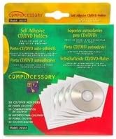 Compucessory Self-Adhesive CD Holders, Polypropylene, 50 Sheets/PK, White