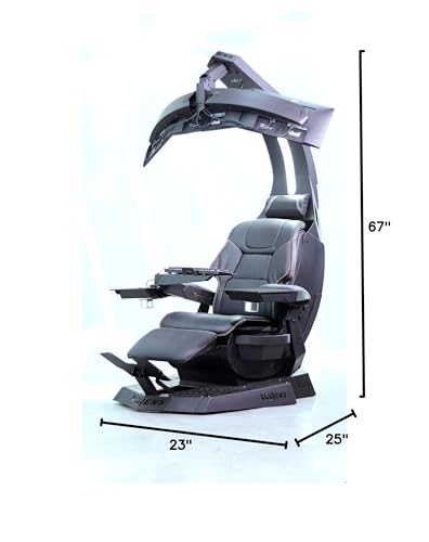 Imperator Works EASECOMFY Cluvens Manticore Zero Gravity Chair Cockpit Computer Workstation Leather seat with Memory Foam Massage Black Support 3 Monitors, Can Extend to Support up to 5 Monitors