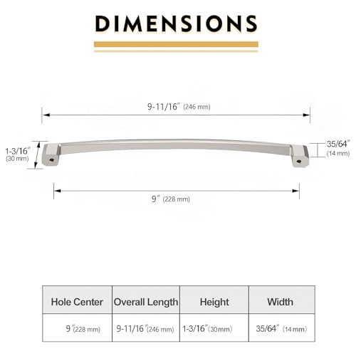 Image of 10 Pack 9 Inch Brushed Satin Nickel Cabinet Pulls and Drawer Handles for Kitchen and Dresser Cabinets