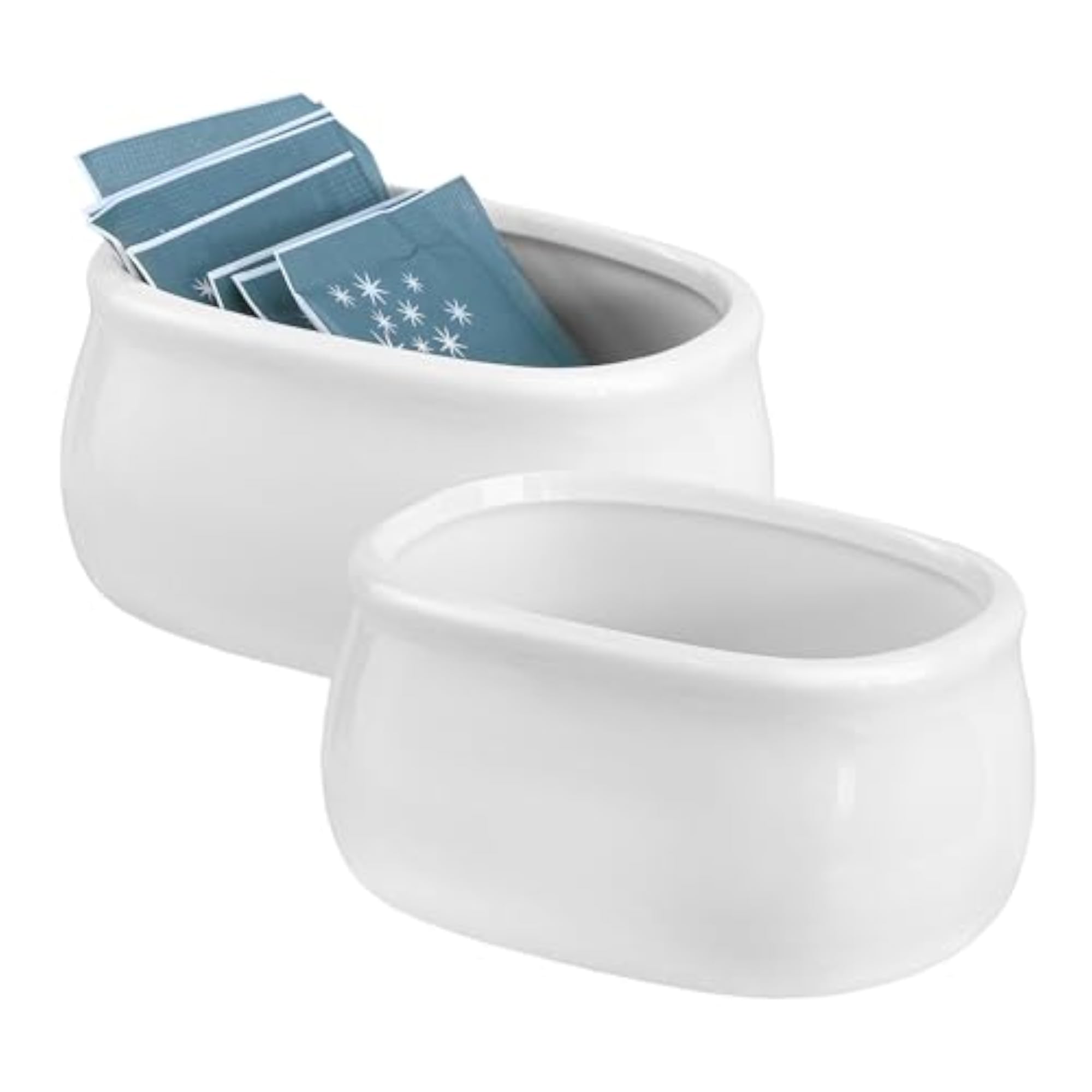 2pcs Pure White Porcelain Sugar Packet Holder Bowl