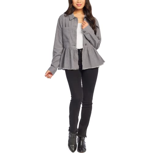 Mud Pie Banks Corduroy Womens Jacket, Gray, Large