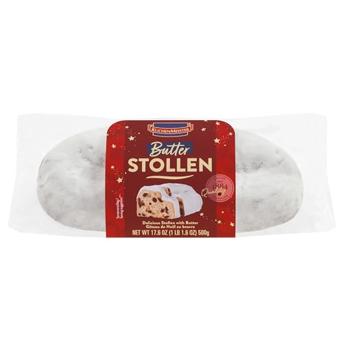 KuchenMeister Butter Stollen 500 g | Saftiger Stollen mit echter Butter, Rosinen und kandierten Früchten | nach traditionellem Konditor Rezept | 1 x 500 g