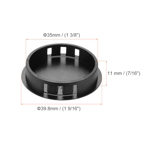 Image of MECCANIXITY 64PCS 35mm /1.38 inch Black Plastic Hole Plugs, Flush Type Panel Hole Plugs Insert End Caps for Locking Hole Tubes Furniture Cabinet