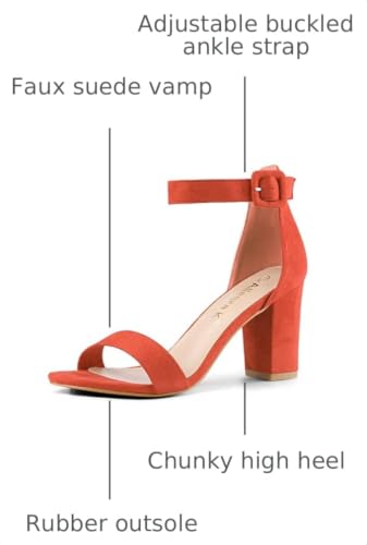 Image of Allegra K Women's Open Toe Chunky High Heel Buckle Ankle Strap Sandals | 3 3 /8 inches Heels with Faux Suede, Comfortable Block Heels Sandal for Women, Summer Dressy Shoes