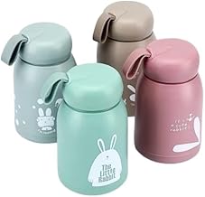 Mini Glass Water Bottle 330ml – Double-Walled Leakproof Travel Flask with Cute Rabbit Print | Small Coffee & Water Bottle for Kids, Girls & Boys | Ideal for Home, Office, School & Picnic