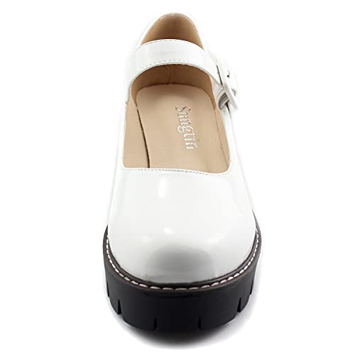 Sungtin Women Platform Shoes Chunky Mid Heel Marry Jane Shoes School Uniform Dress Shoes4
