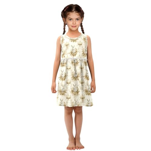 ALAZA Vintage BunnyGirls Dress Sleeveless Easter Rabbit Girl Casual Summer Dresses Girls Sundress, 2-8years4