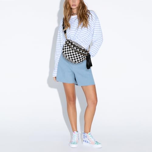 Colorful Checkered Bum Bags for Women Crossbody,Spacious Checkered Purse Nylon Crossbody Bag Fanny Packs Belt Bag3