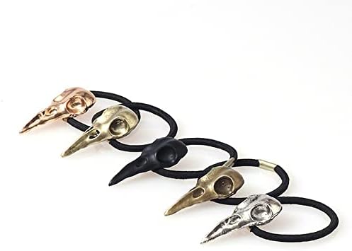 ZHOUMEIWENSP 5PCS Women Hair Tie Alloy Crow Skull Elastic Ponytail Holders, Mixed Colors
