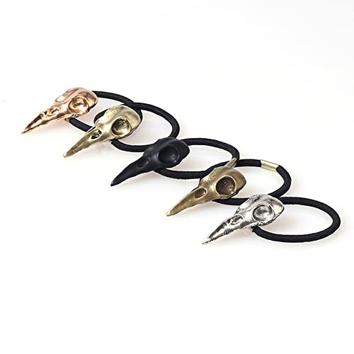Zhoumeiwensp 5Pcs Women Hair Tie Alloy Crow Skull Elastic Ponytail Holders, Mixed Colors #TOP2
