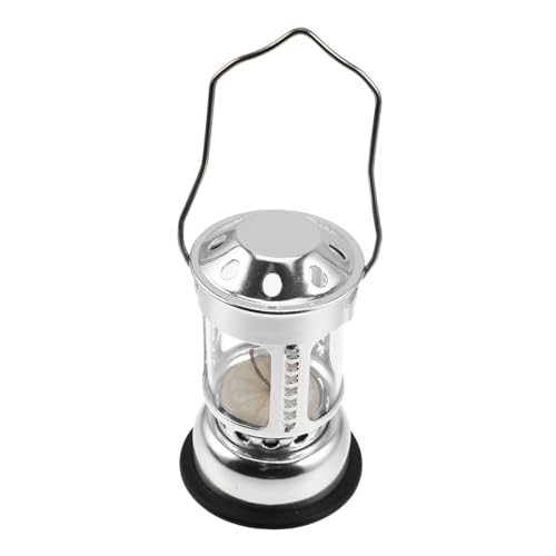 TOYANDONA Lanterne à Bougie Pour Camping Plein Air Et Nocturne Design Suspendu Et Coupe-vent Base Argentée Portable