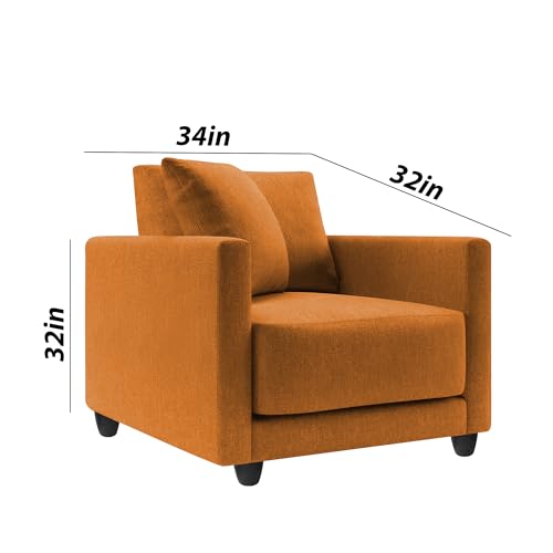 Image of Casaliving Dominic 1 Seater Sofa Set for Living Room (Orange Fabric) Premium Fabric Sofa