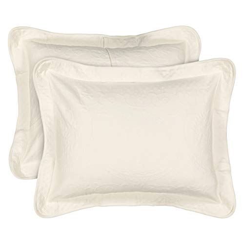 King Charles Modern Farmhouse Floral Matelasse Decorative Pillowcase, 100% Cotton Breathable Bedding, King Sham (20" x 36"), Ivory