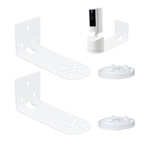 2 Pack Adhesive Wall Mount Compatible with Ring Pan-Tilt Indoor Cam,Ring Indoor Cam, Adjustable Metal Camera Holder Bracket Camera Corner Ceiling Mount, Easy to Install, White